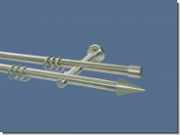 Gardinenstange Edelstahl Rundrohr 16mm Rillenkegel doppell�ufig