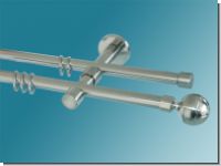 Gardinenstange doppell. Edelstahloptik 16 mm Classico *Abverkauf