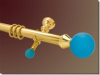 Gardinenstange Messing massiv glanz 30mm Glas Modell Blue Ball